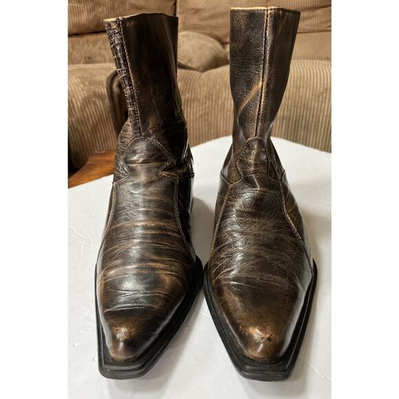 Steve Madden Men’s Brown Leather Back Zip Milyon Size 12 - Picture 9 of 9